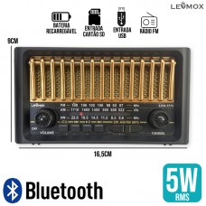 Caixa de Som Bluetooth Retrô LEY-1770 Lehmox - Dourada